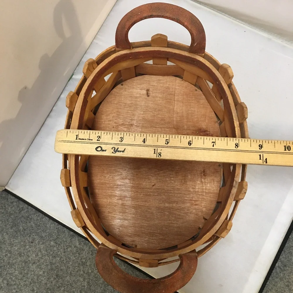 Picket Fence Wood Basket Home Decor OS Brown Rustic Farmhouse Style Cottagecore